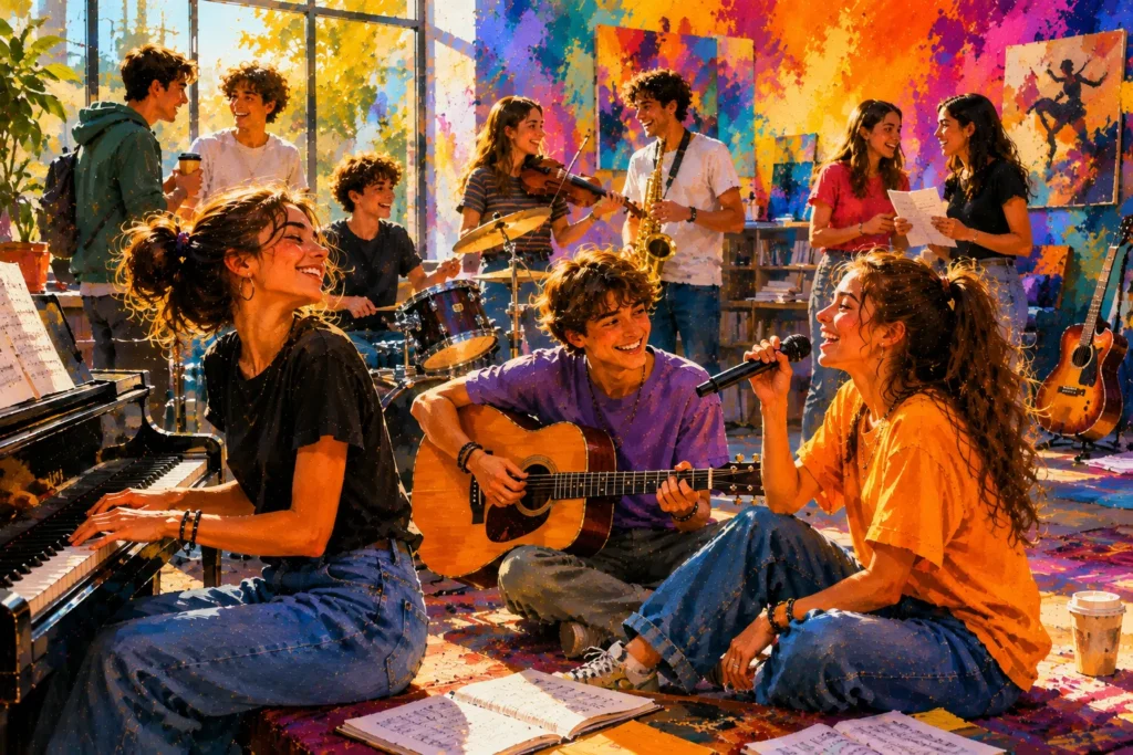 Momento di vita d'Accademia con allievi e insegnanti